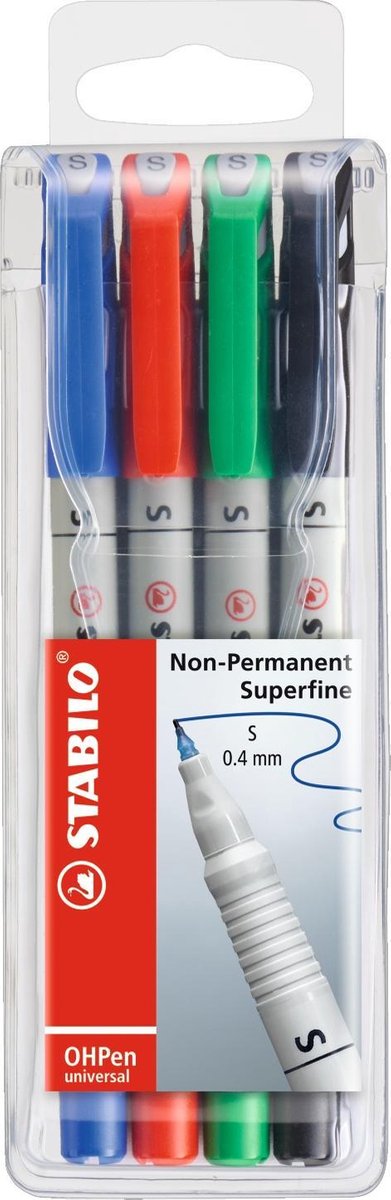 Stabilo ohpen – löschbarer Marker – Universalspitze 0,4 mm – Etui mit 4 Farben