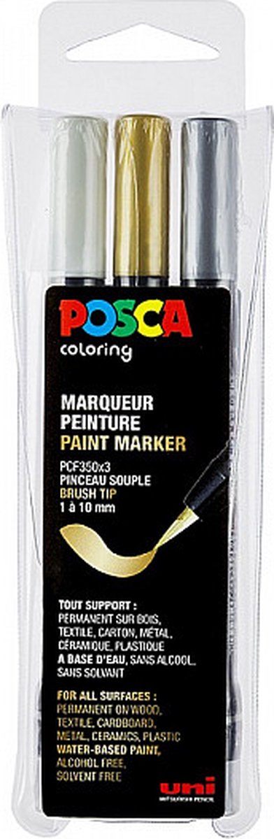 Posca Markerset PCF350 Weiß Silber Gold
