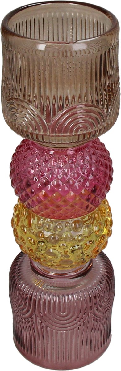 HD Collection Kerzenhalter aus Glas, mehrfarbig, 7,5 x 7,5 x 23 cm