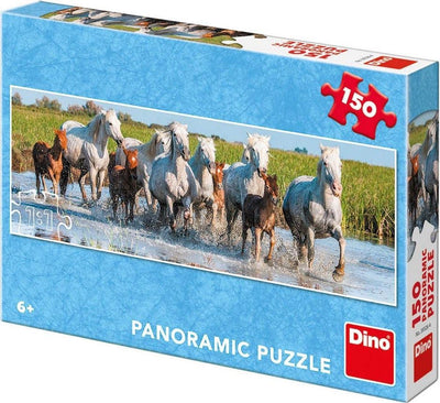Puzzle -Panorama von Pferden im Wasser 150 Stücke