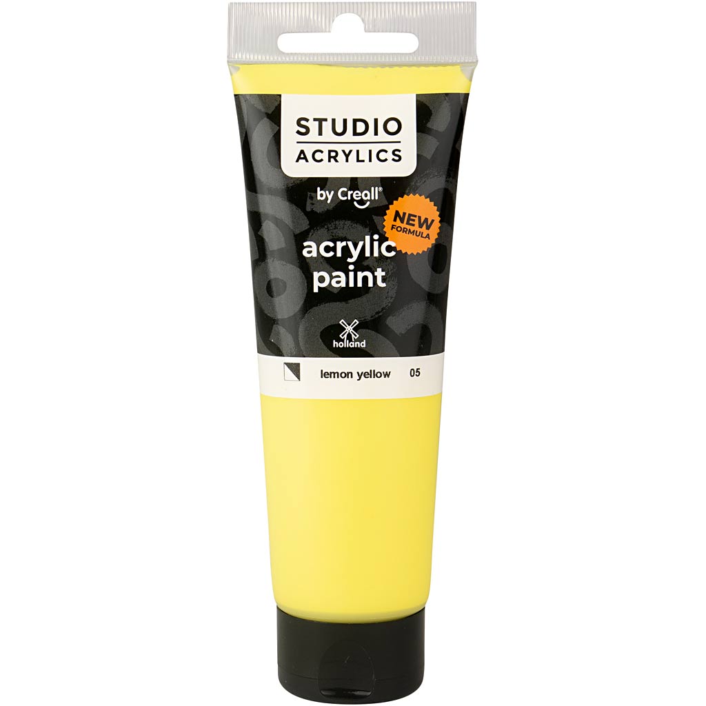 Creall Studio Acrylfarbe, halbdeckend, Zitronengelb (05), 120 ml 1 Flasche