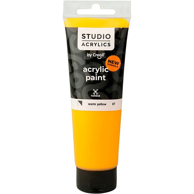 Creall Studio Acrylfarbe, halbdeckend, warmes Gelb (07), 120 ml 1 Flasche