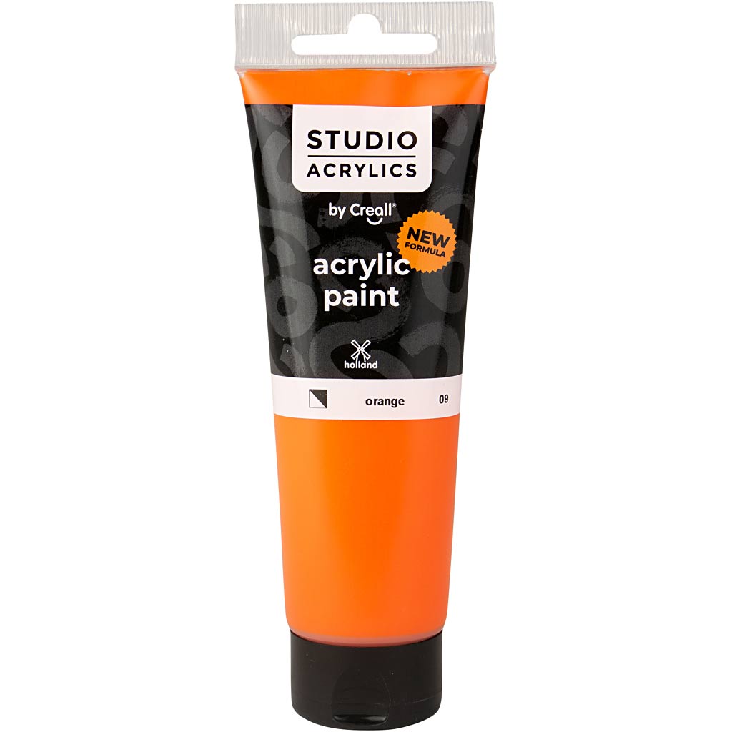 Creall Studio Acrylfarbe, halbdeckend, Orange (09), 120 ml 1 Flasche