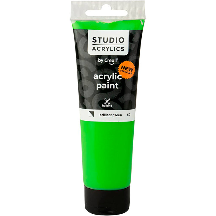 Creall Studio Acrylfarbe, halbdeckend, Brillantgrün (50), 120 ml 1 Flasche