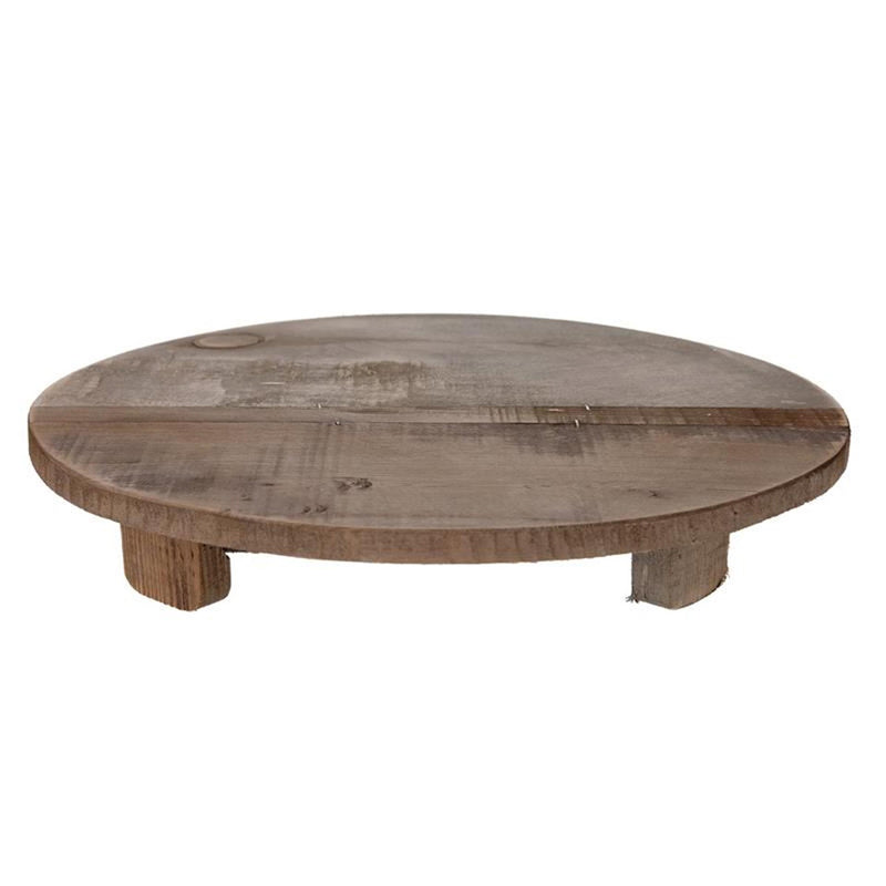 Natürliches Sammeltablett mit Altholzsockel ø38x7cm