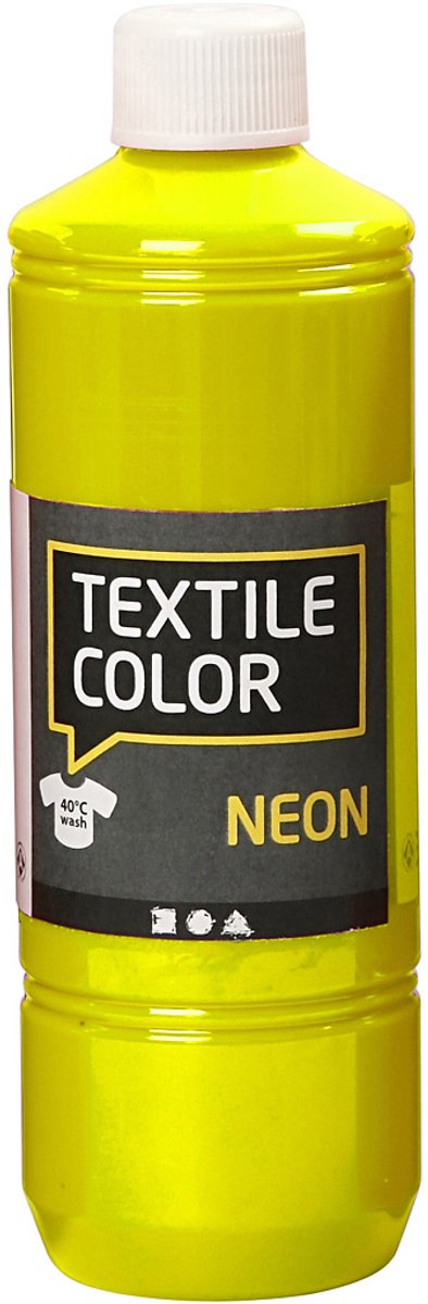 Kreativfirma Textilfarbe Semi-bedeckende Textilfarbe Neon Geel, 500 ml