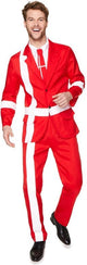 Partychimp Karnevalskostüme Dänisches Faschingskostüm Dänemark Karnevalskleidung Herrenkarneval – Polyester – Rot Weiß – Größe L – 4-teilige Jacke, eingenähtes Hemd, Krawatte, Hose