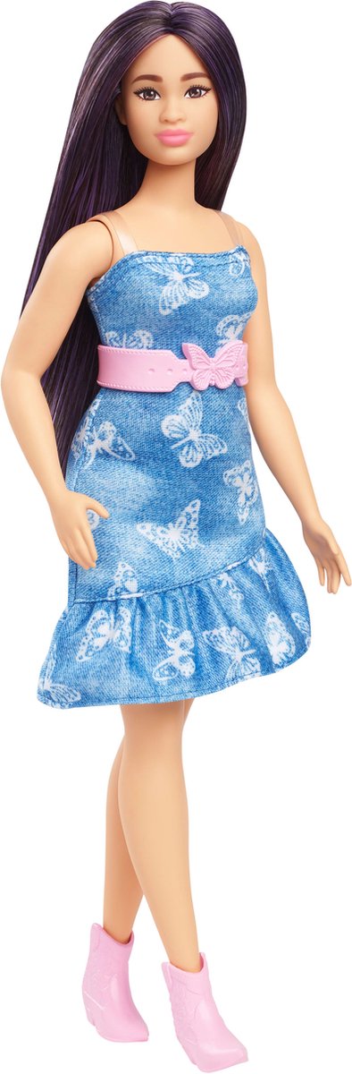 Barbie Fashionista Puppe mit lila Haaren.
