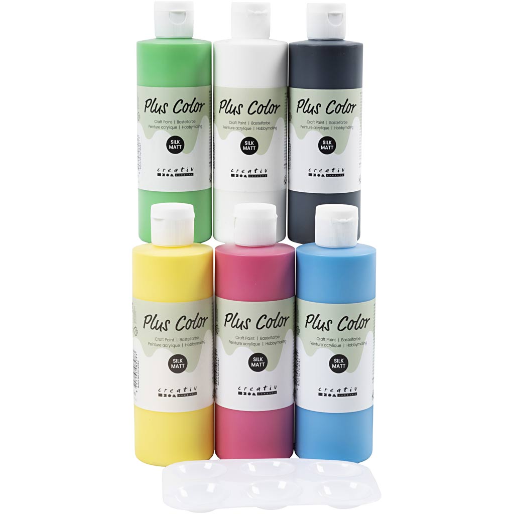 Plus Color Acrylfarbe, Grundfarben, 6x250 ml 1 Dose