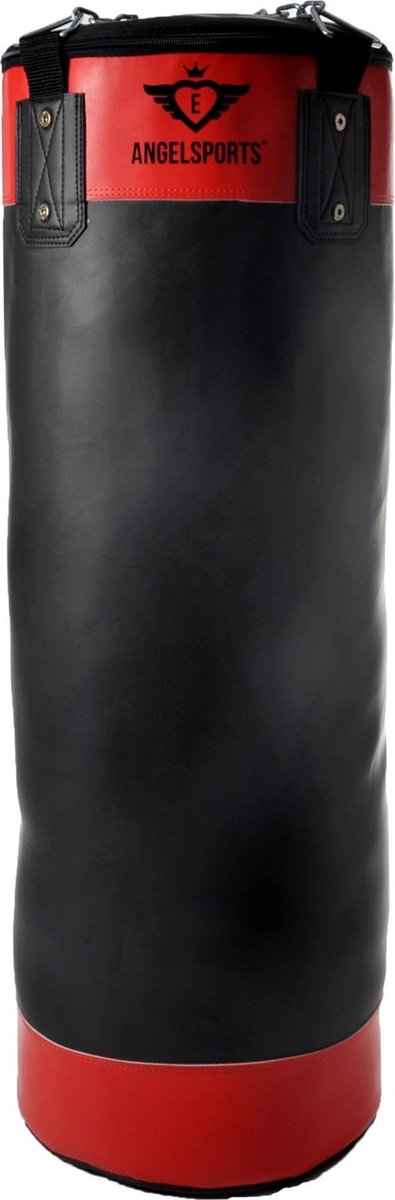 Longfield Boxsack 20 kg PVC-Leder rot schwarz – Kinder-Boxsack – inklusive Aufhängekette – Trainings-Boxsack für den Freizeitgebrauch – 80 cm – Engelsherz