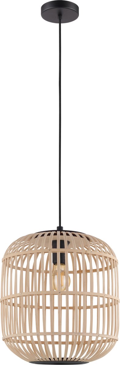 Eglo Bordesley Hängelampe – E27 – ø 35 cm – Bambus, Rattan – Schwarz, Braun