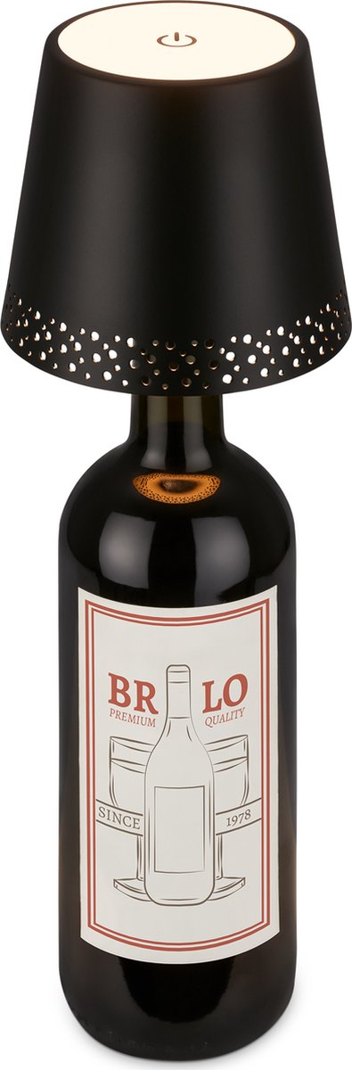 Briloner flaska - wiederaufladbare LED-Tischleuchte - Flaschenaufsatz - dimmbar mit Touch - für drinnen und draußen - kabellos - schwarz - ø11x9 cm