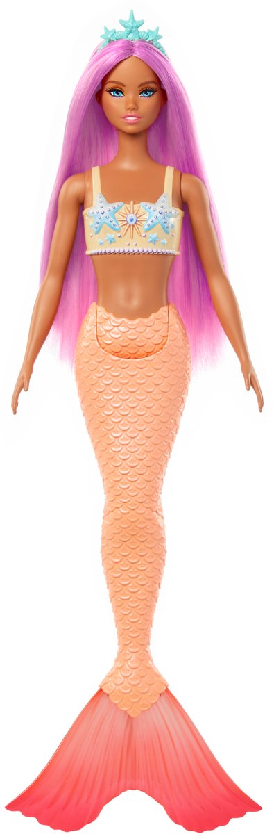 Mattel Mermaid Pop mit rosa Haaren und weichem orangefarbenem Schwanz