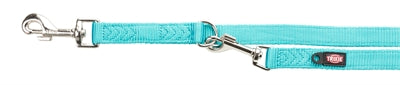 Trixie Dog -Leine Premium Doppel -stichigte verstellbare Ozeanblau