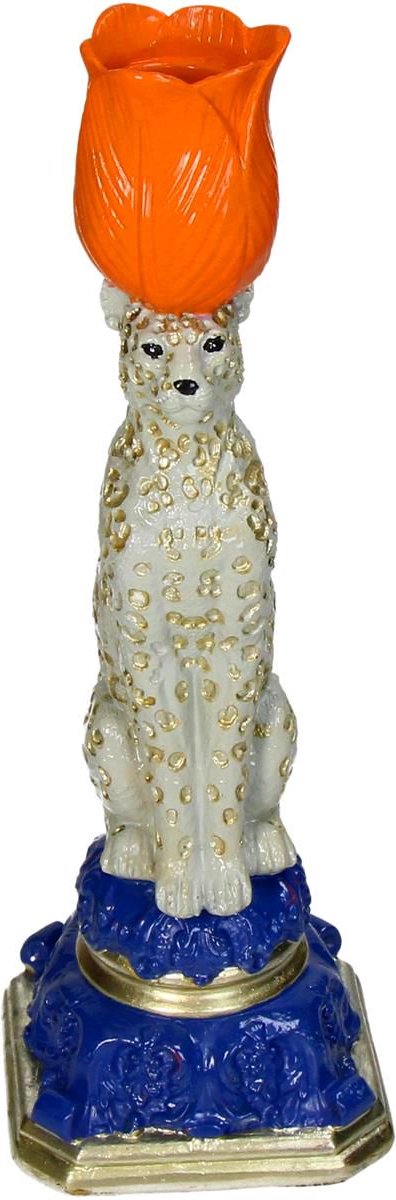 HD Collection Kerzenständer Leopard Polyresin Multi 9x8,5x26cm