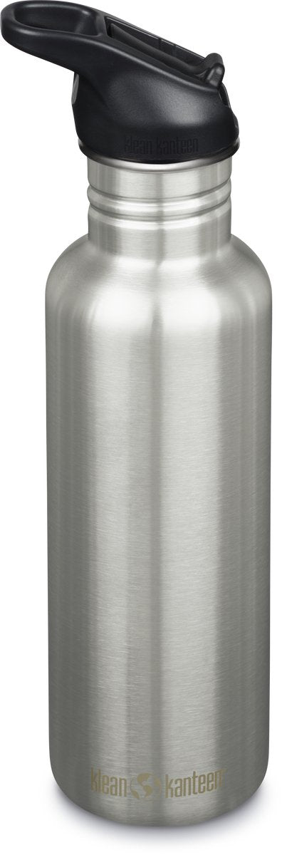 KLEAN Kanteen -Trinkflasche - Klassiker - Sportdop mit Flip - gebürstet Edelstahl - 800 ml