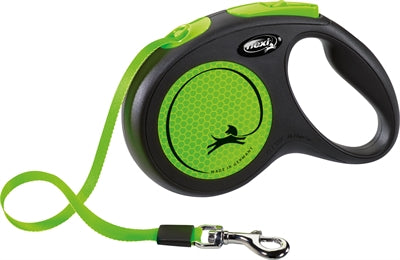 Flexi Rollijn neues Neonband schwarz Grün