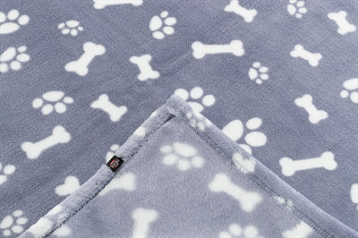 Trixie Hundedecke Kenny Fleece Knochenpfoten blau
