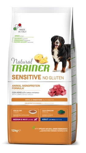 Natürlicher Trainerhund Erwachsener Medium Maxi Sensitive Lamm Gluten -frei