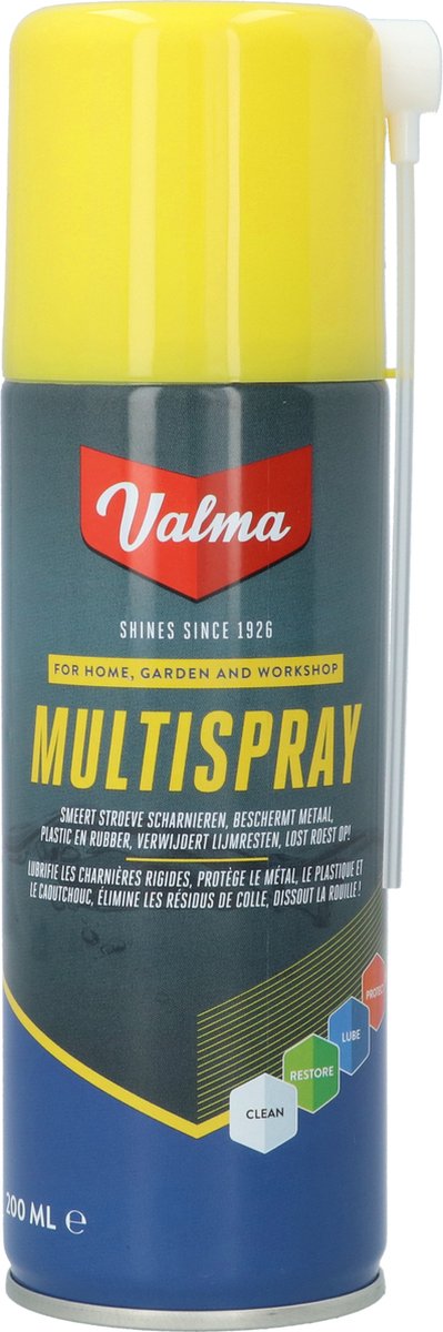 Valma Multispray – Formel, die für buchstäblich Hunderte von Anwendungen funktioniert – verdrängt Feuchtigkeit – stoppt Quietschen und Knarren – löst verrostete oder festsitzende Teile – 200 ml