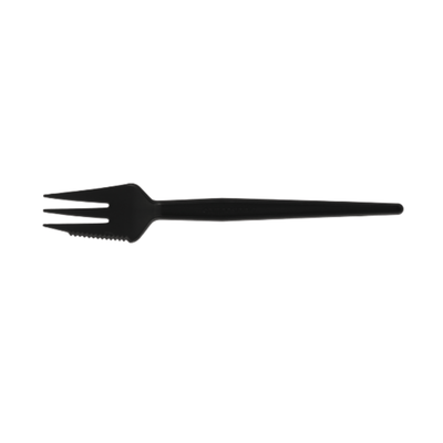 Wiederverwendbare Snackgabel mit Schneide 130 mm schwarz (1000 Stück)
