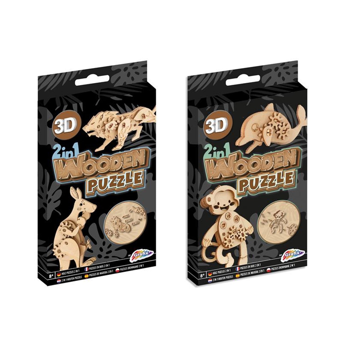 2-in-1-Holz-Kit 3D-Puzzle-Dolphin und AAP