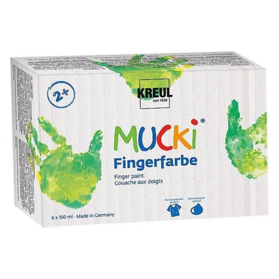 Kreul Mucki Fingerfarbe, verschiedene Farben, 6x150 ml 1 Box