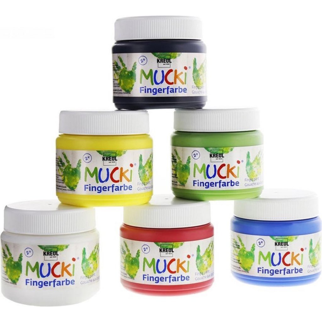 Kreul Mucki Fingerfarbe, verschiedene Farben, 6x150 ml 1 Box