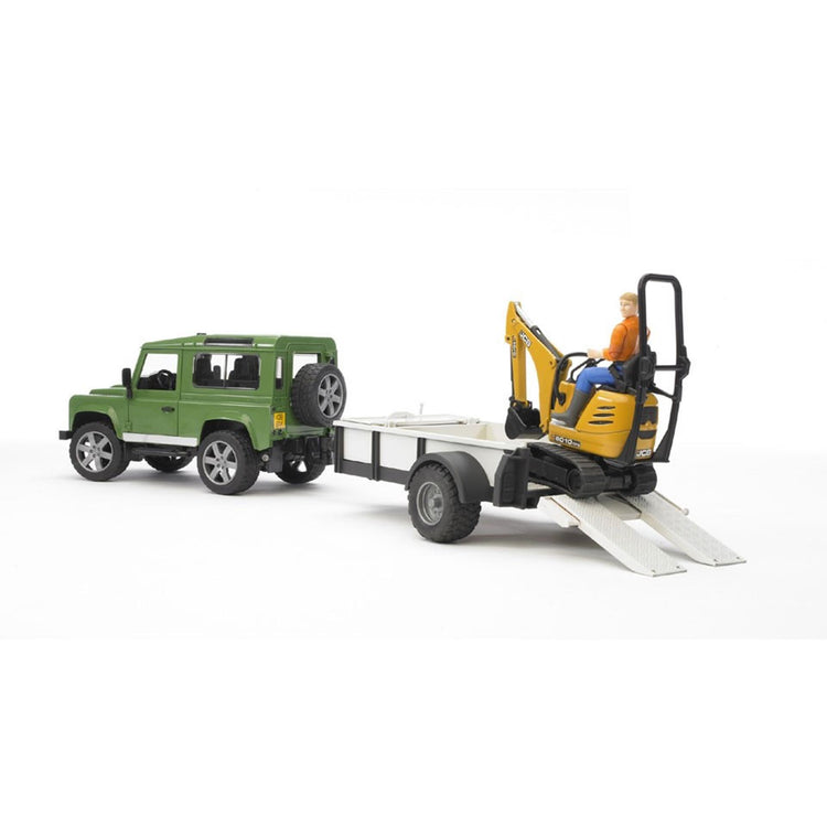 Bruder Bruder Landrover + Anhänger mit Bagger