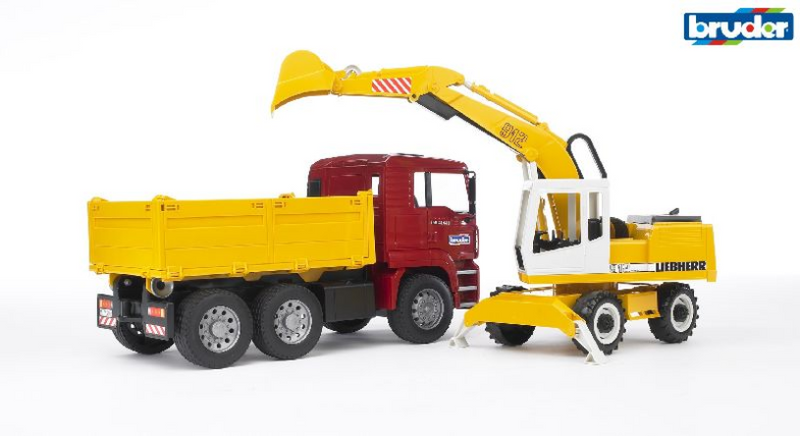 BRUDER MAN TGA Kippwagen mit Liebherr Kraan