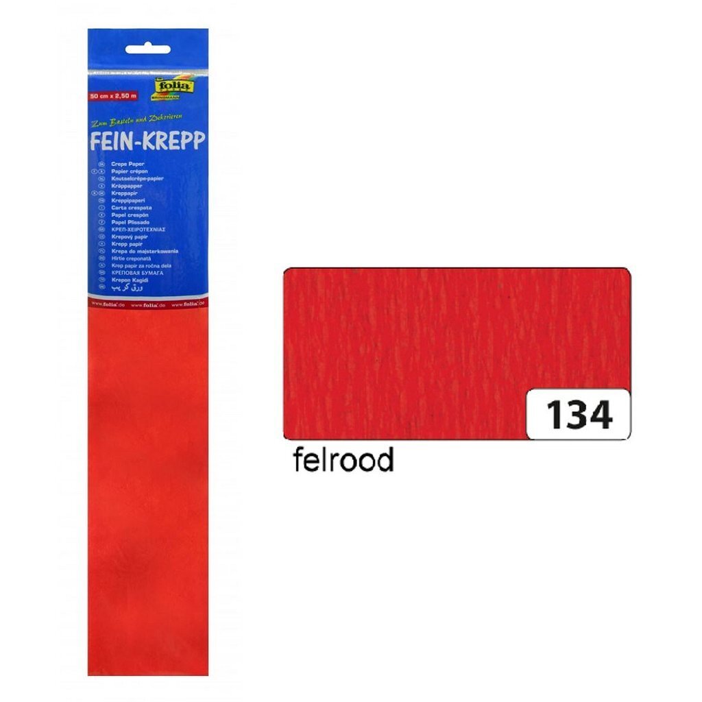 Folia folia fo-822134 Crepe Paper 50cmx2,5 m Schrumpfung von 10 Falten rot