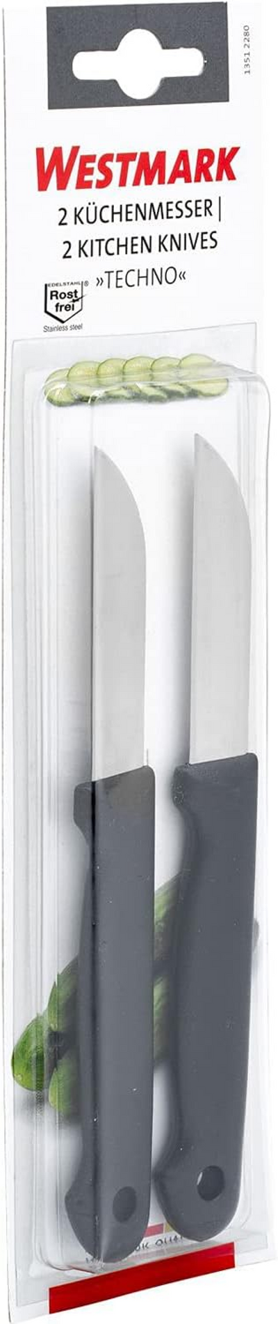 Westmark 2er Set Schälmesser, mit gerader Klinge, Klingenlänge: je 6,5 cm, Edelstahl Kunststoff, Techno, Silber Schwarz, 13512280