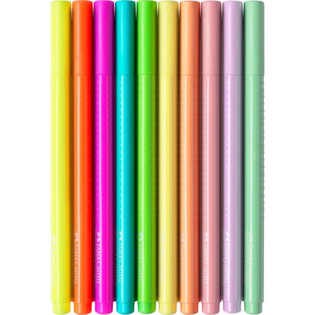 Faber Castell fc-155312 Grip Filzstifte Neon und Pastell 10 Stück