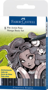 Faber Castell FC-167107 Zeichenstift Faber-Castell Pitt Artist Pen Manga 8-teiliges Federmäppchen Basic - afbeelding 1