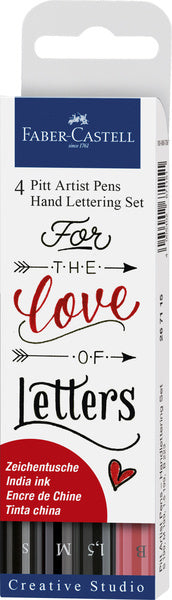 Faber Castell Faber Castell FC-267115 Zeichen Marker Faber-Castell Pitt Künstler Pen Handlettering 4-teiliger Penny Black Schwarz