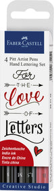 Faber Castell Faber Castell FC-267115 Zeichen Marker Faber-Castell Pitt Künstler Pen Handlettering 4-teiliger Penny Black Schwarz