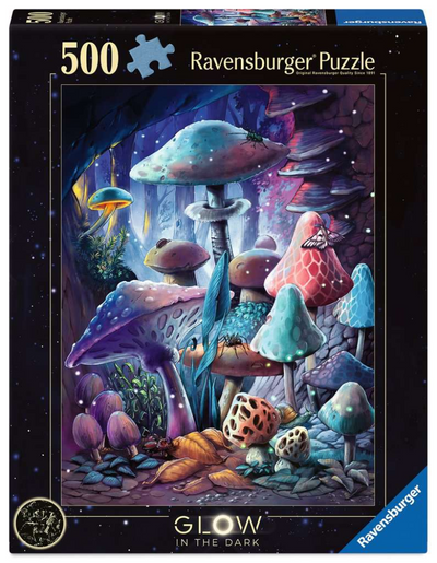Ravensburger Puzzle Mondscheinpilze leuchten im Dunkeln – 500 Teile.