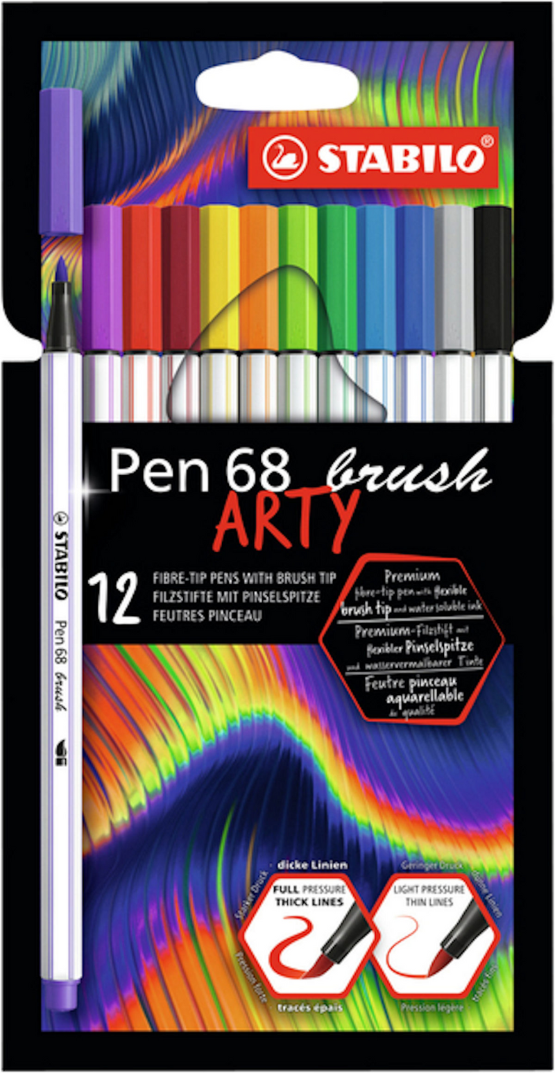 Stabilo Pen 68 Pinsel Arty Filz -Tip Stifte 12 Teile
