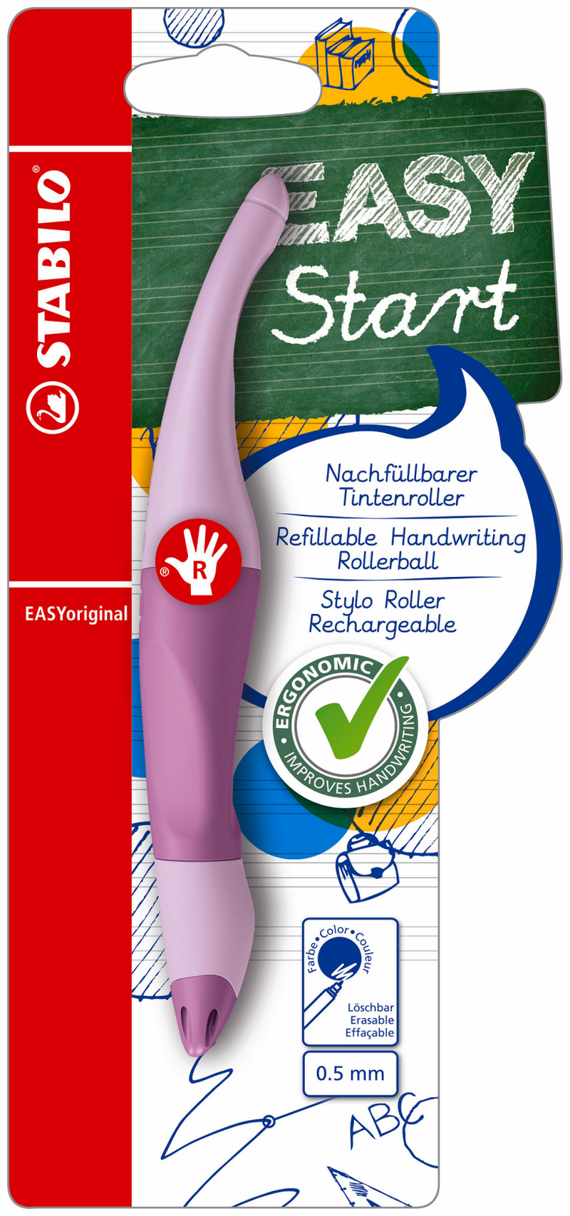 Stabilo Easyoriginal Ergonomic Rollerball rechts -Handant Pastell Lilac Blush