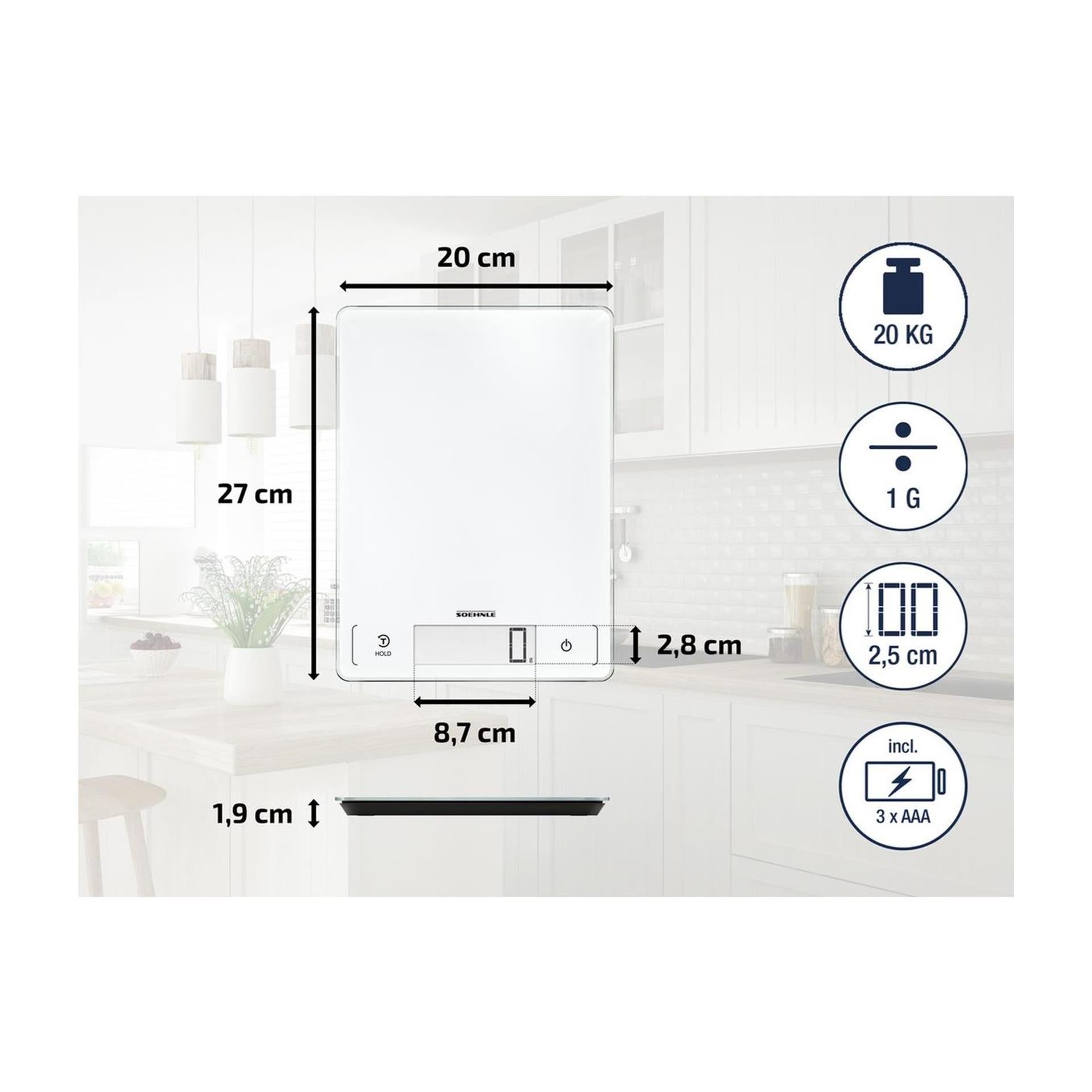 Soehnle Soehnle 61507 Seite Profi 300 Küchenskala Weiß