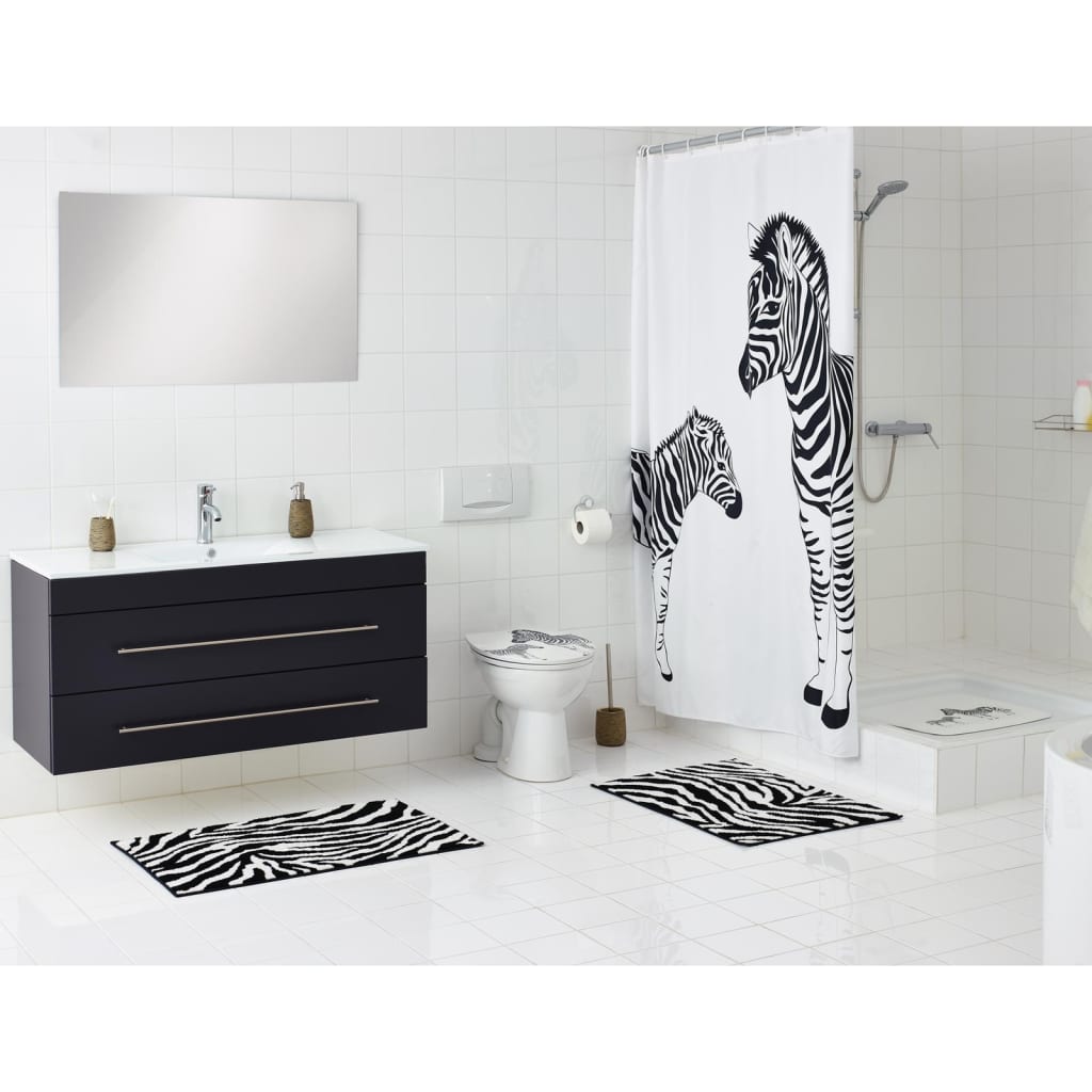 Ridder Ridder Badmat Zebra 38x72 cm weiß und schwarz