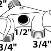 Kirchhoff Geräteanschluss-Wandventildose, 1 2 et x 3 4 et x 1 2 it, mit Rückschlagventil - 986321113