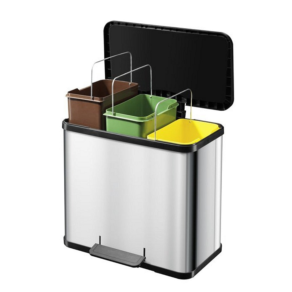 Hailo Hailo 0633-200 Öko Plus L Pedal Bin 3x9l Edelstahl Schwarz