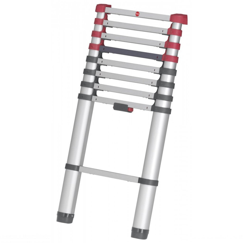 Hailo Hailo T80 Aluminium-Teleskopleiter 11 Stufen + Stabilisierungsstange 103-322 cm