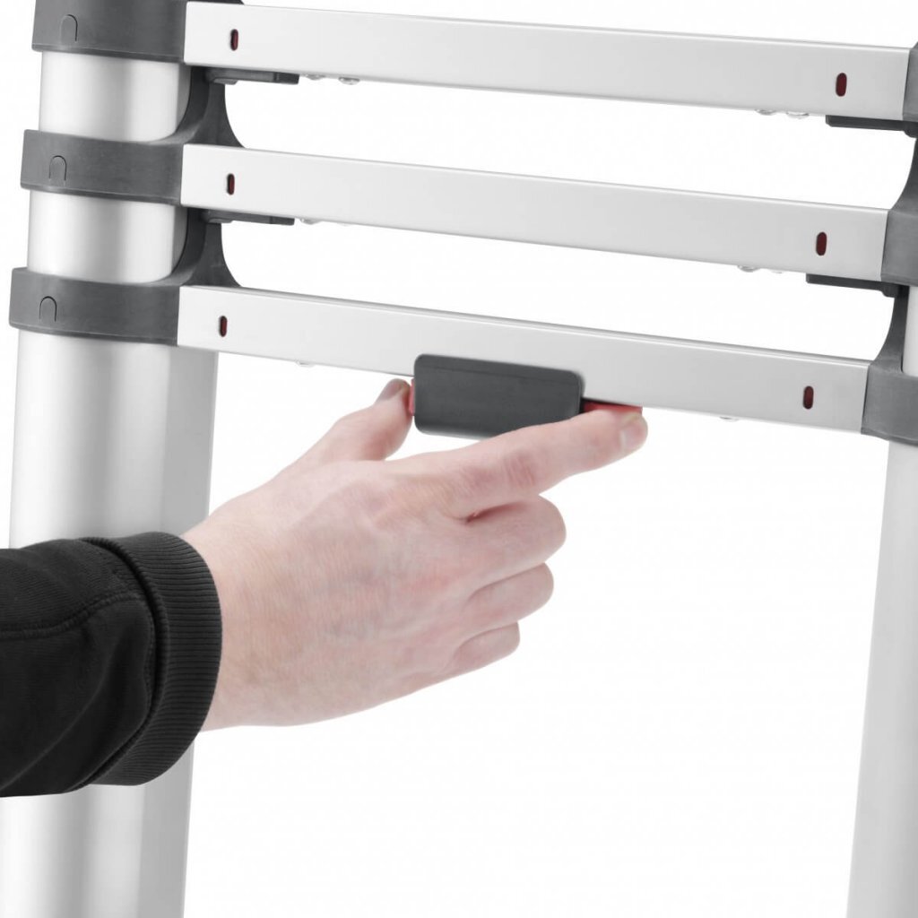 Hailo Hailo T80 Aluminium-Teleskopleiter 11 Stufen + Stabilisierungsstange 103-322 cm