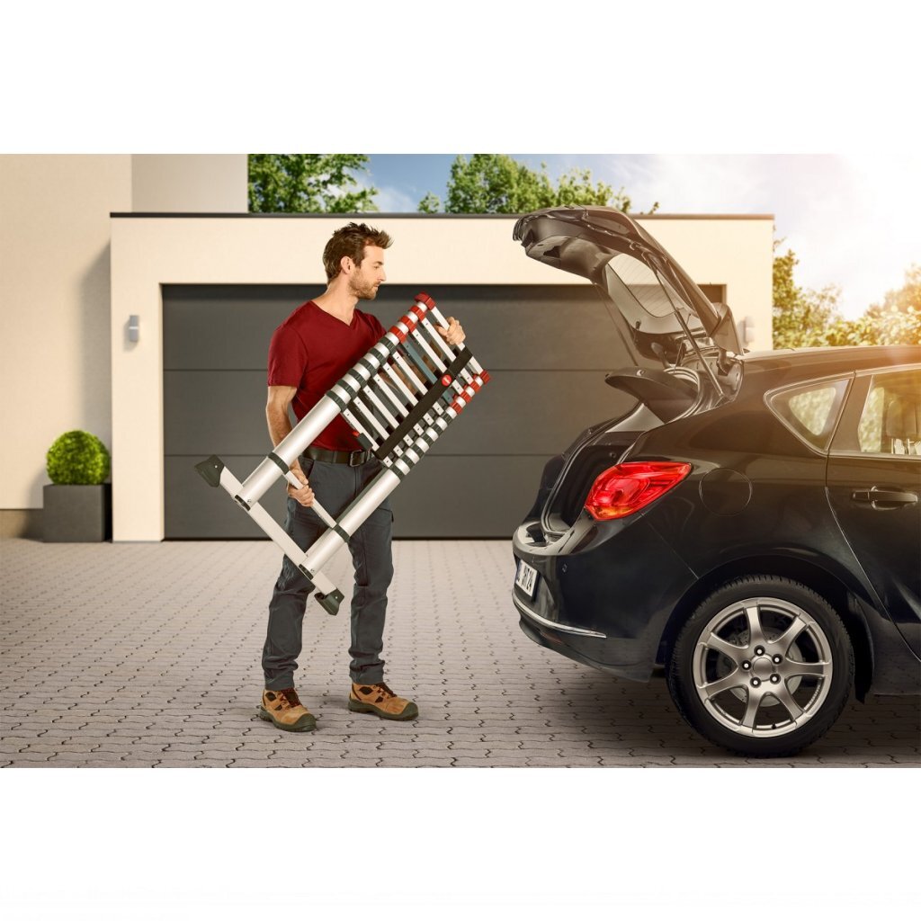 Hailo Hailo T80 Aluminium-Teleskopleiter 11 Stufen + Stabilisierungsstange 103-322 cm