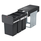 Hailo Hailo 0310-300 Ecoline Design L eingebauter Abfall Biner 3x10L Schwarz - afbeelding 1