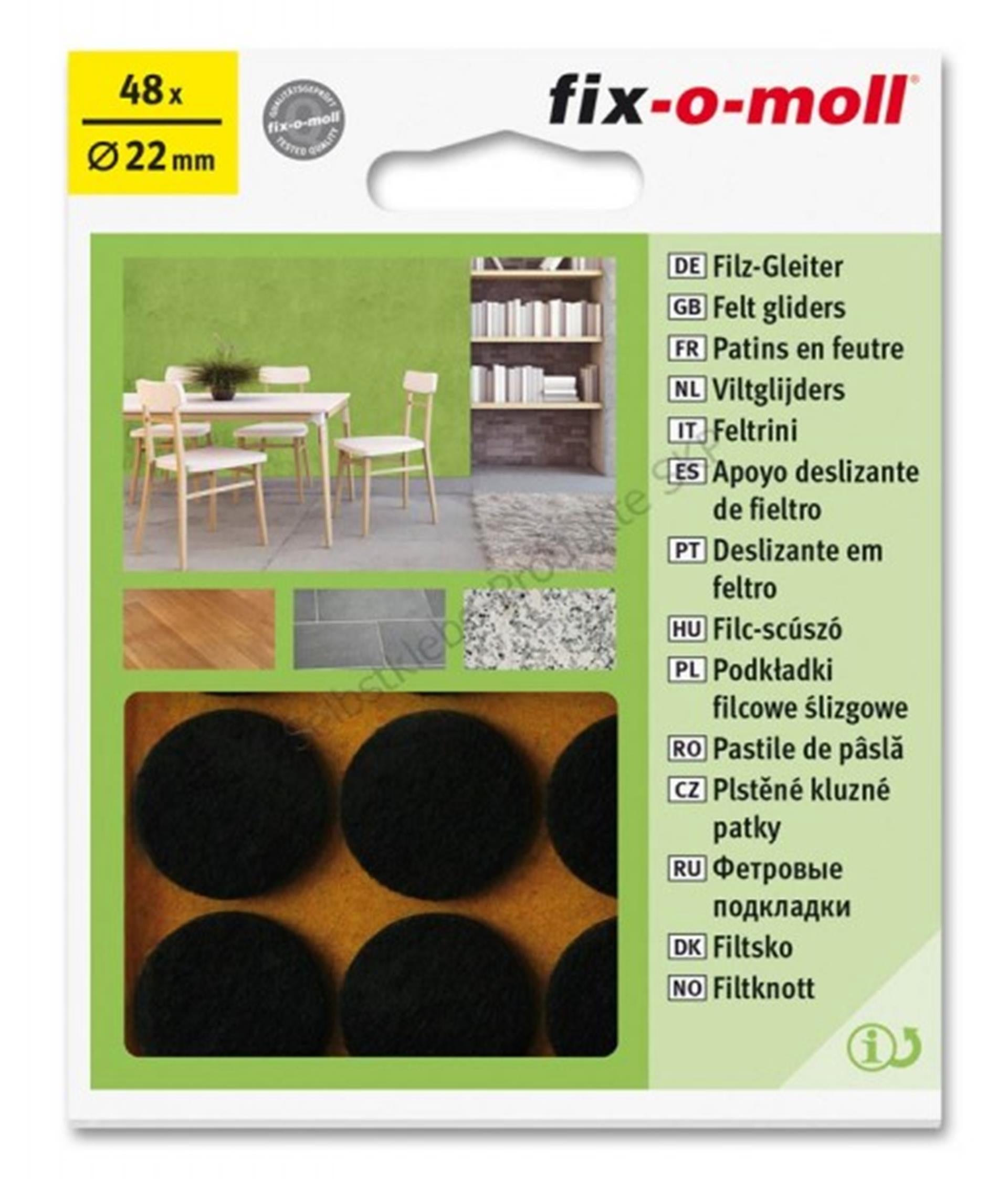 Fix-o-moll Filzgleiter 22mm braun VE 48 Stück