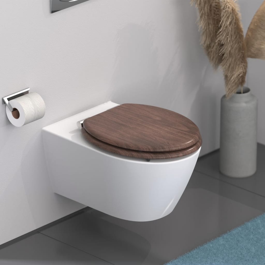 Schütte Schütte Toilettensitz Soft-close-close-dunkler Holz MDF