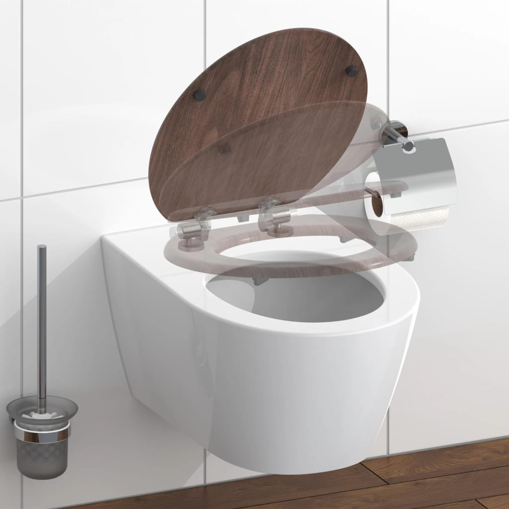 Schütte Schütte Toilettensitz Soft-close-close-dunkler Holz MDF